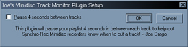 Joe's Minidisc Track Pauser setup dialog