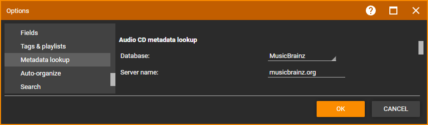MediaMonkey Metadata Lookup Audio CD Metadata Lookup settings