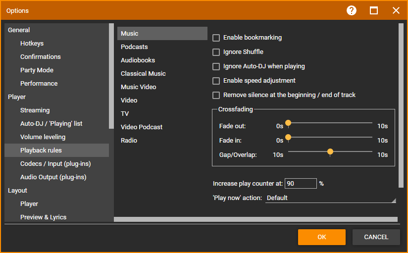 MediaMonkey Options Playback Rules