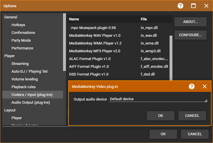 MediaMonkey Options Video Output