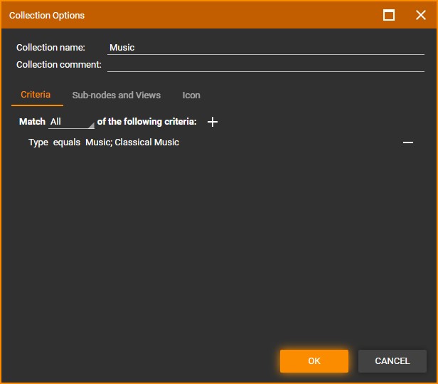 MediaMonkey Collection Options Criteria tab