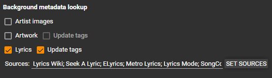 MediaMonkey Options Tags & Playlists Background Lookup