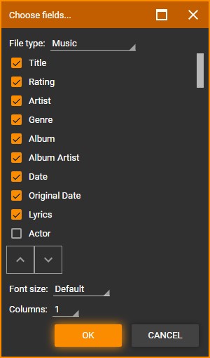 MediaMonkey Preview Choose Fields