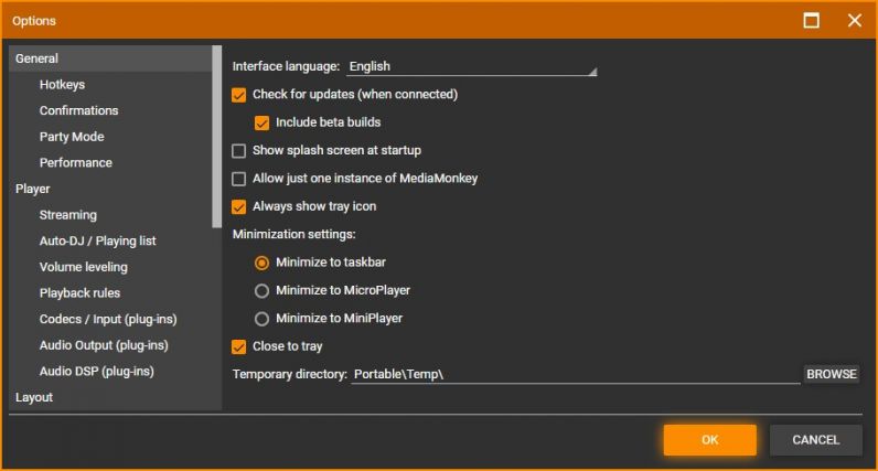 MediaMonkey Options General